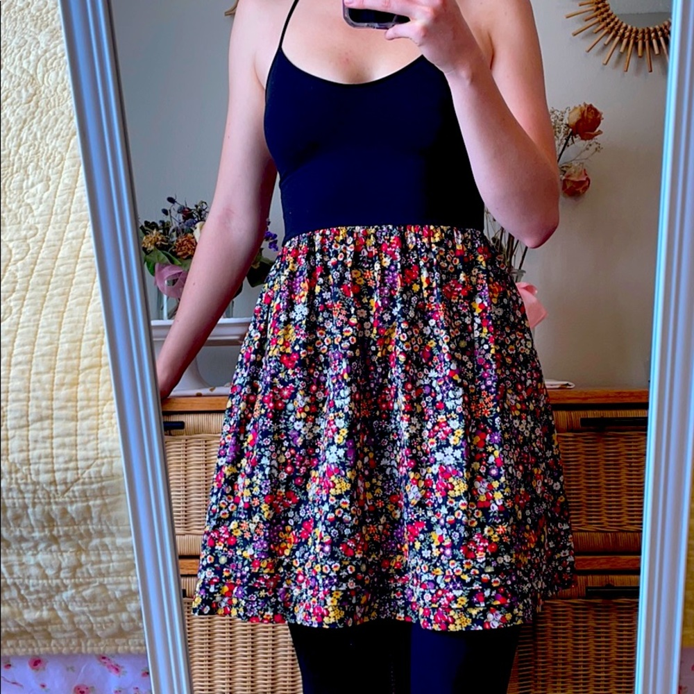 PINK black floral sundress with padding! NWOT!!!